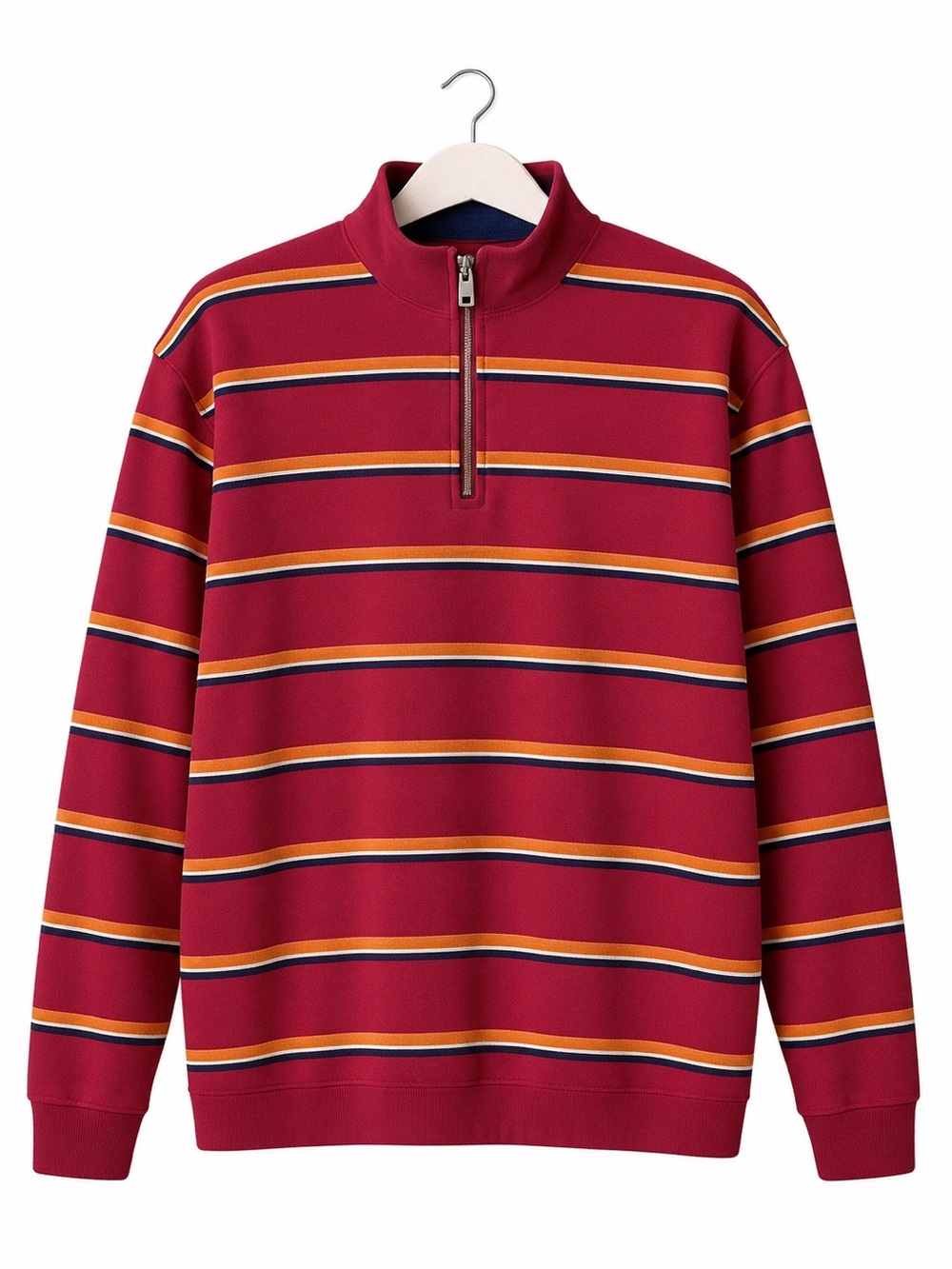 Vintage 90s BOCA CLASSICS Mens Quarter Zip Golf Sweatshirt Burgundy Stripe Large